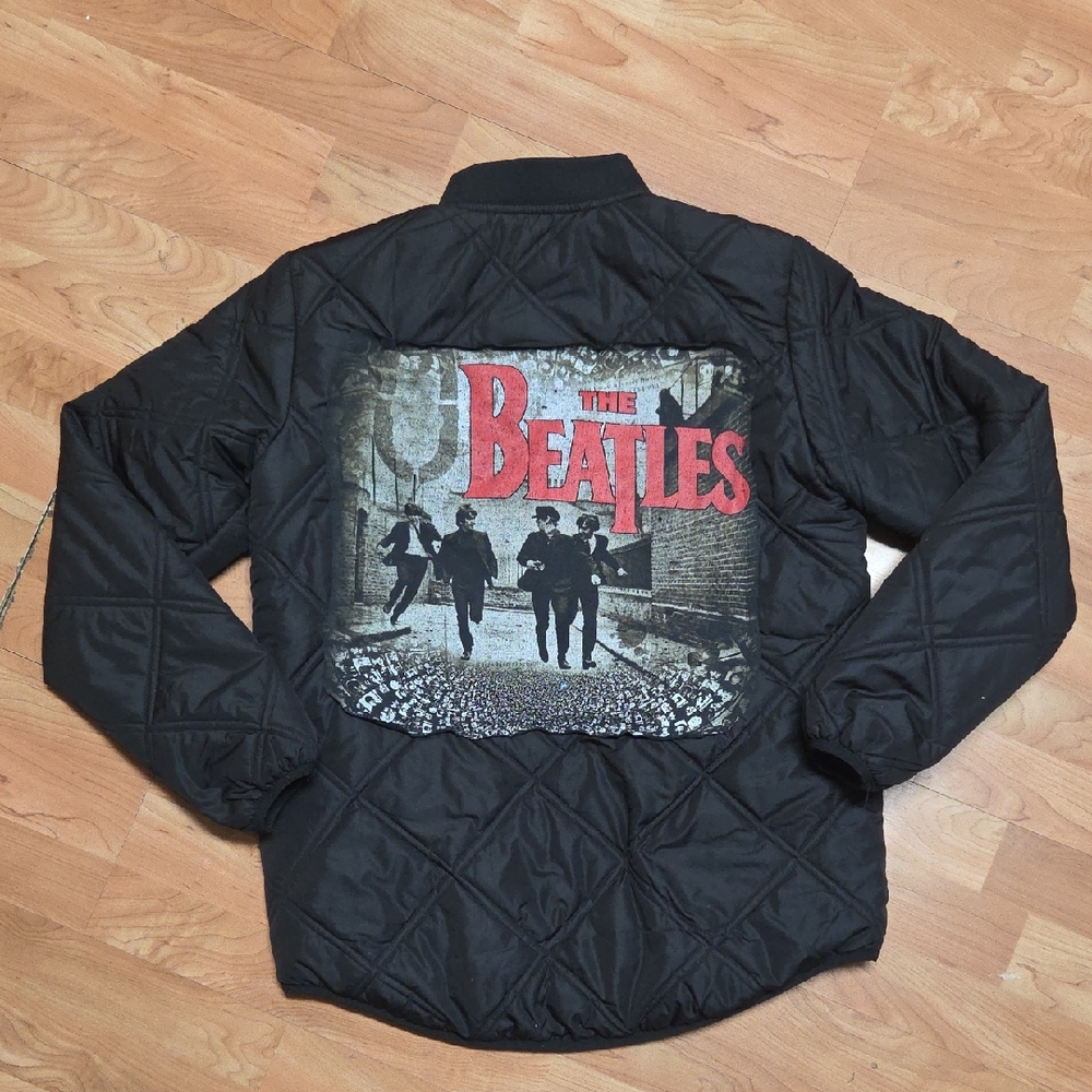 The Beatles Black Quilted Upcycled Women's Jacket